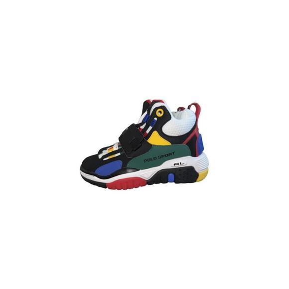 Polo Sport Ralph Lauren Ps100 High Top Shoes Size 4 Black /Multicolor Colorblock - Picture 3 of 6